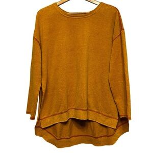 NATURAL LIFE Super Soft & Warm Mustard Long-sleeve Split Hem Top Medium
